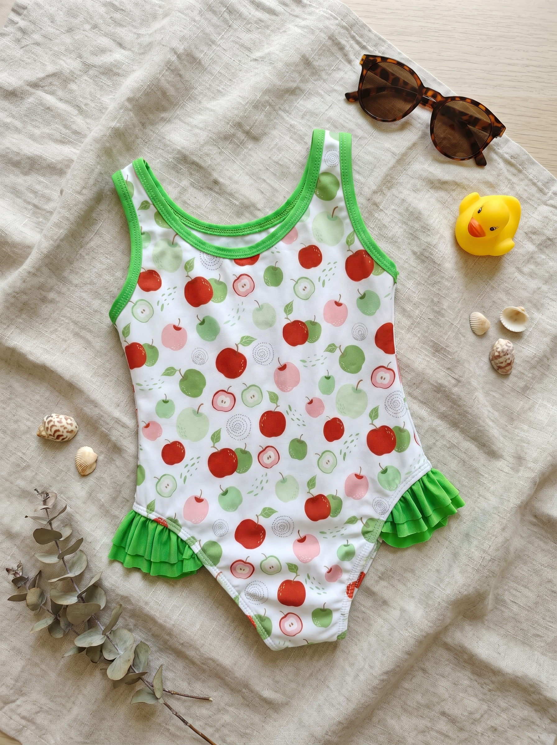Girls Apple Print Swimsuit Wholesale | Kids Swimwear Supplier