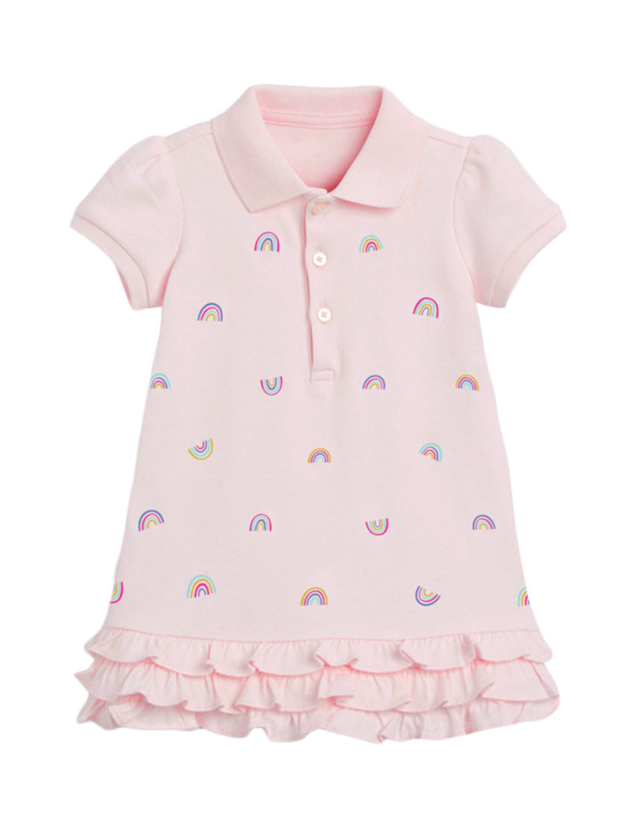 Wholesale Toddler Rainbow Polo Short Sleeve Dress Supplier | Kids Active Comfort Casual Wear