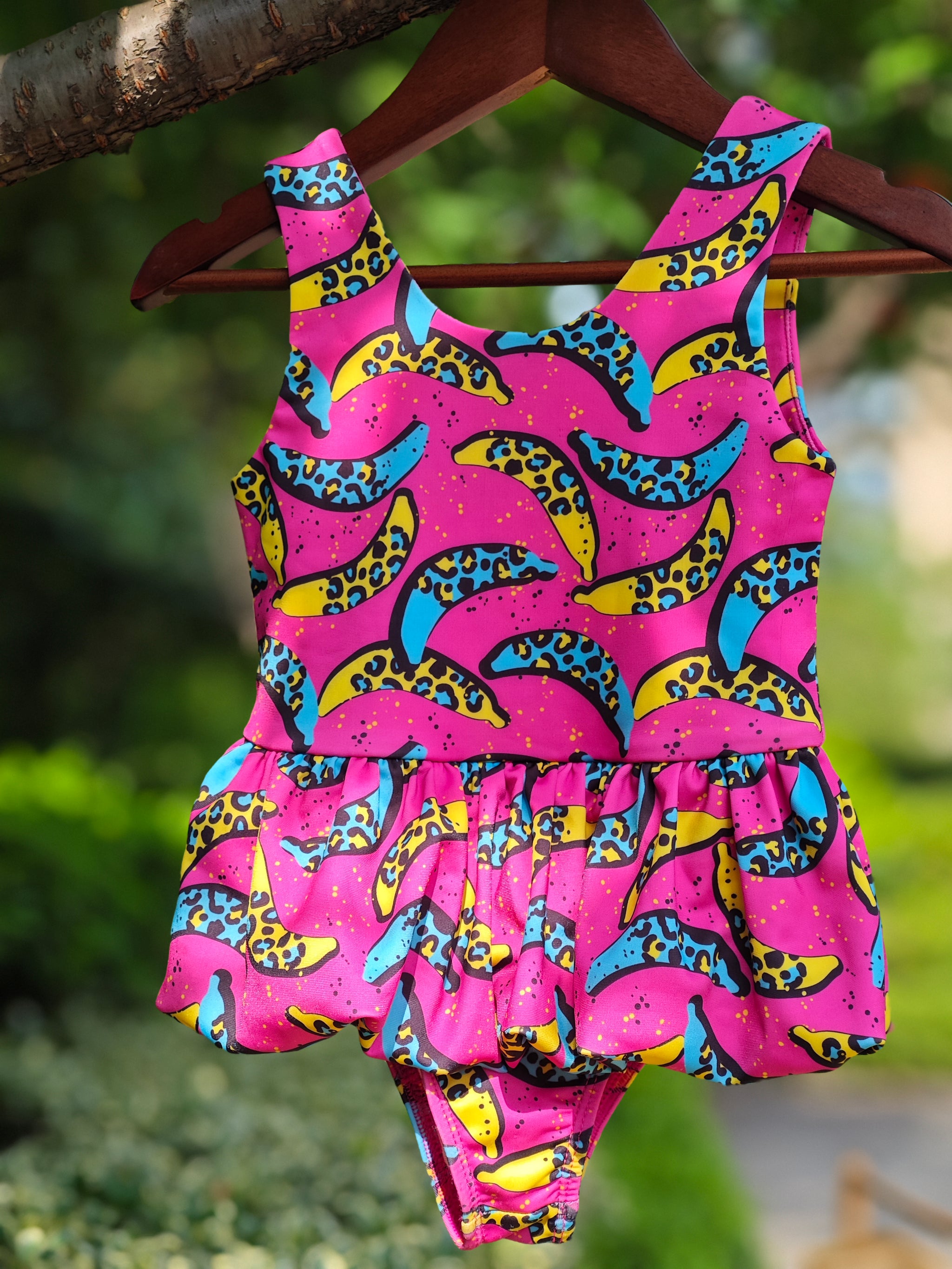 Wholesale Girls Trendy Banana Leopard One-Piece Swimsuit - Boutique Ruffle Swimwear