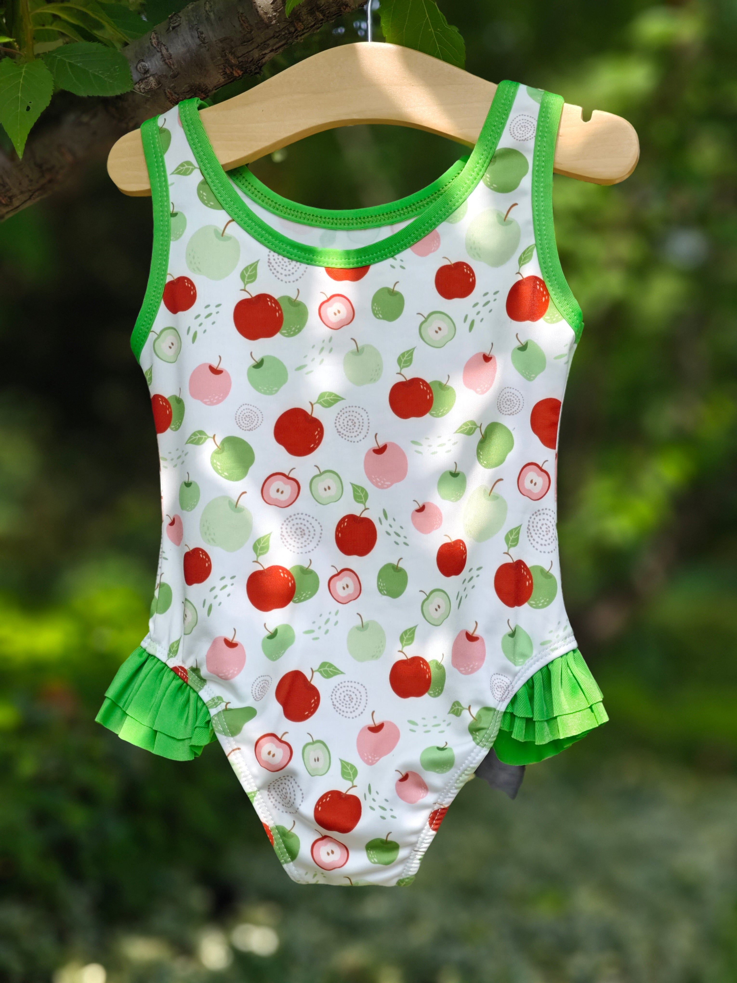 Girls Apple Print Swimsuit Wholesale | Kids Swimwear Supplier