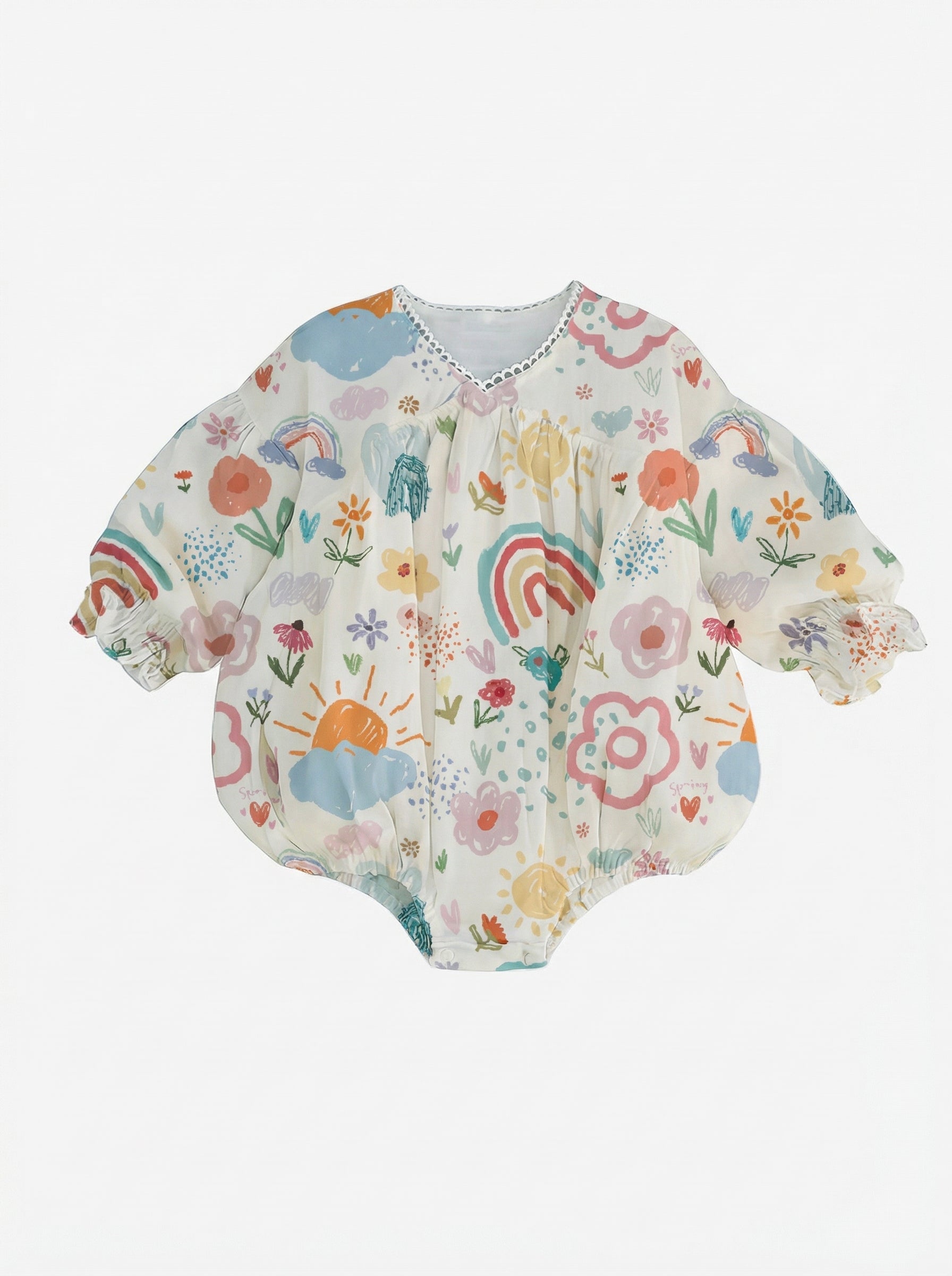 Wholesale Rainbow Baby Romper Long Sleeve Bubble Infant Bodysuit Custom OEM Spring Autumn