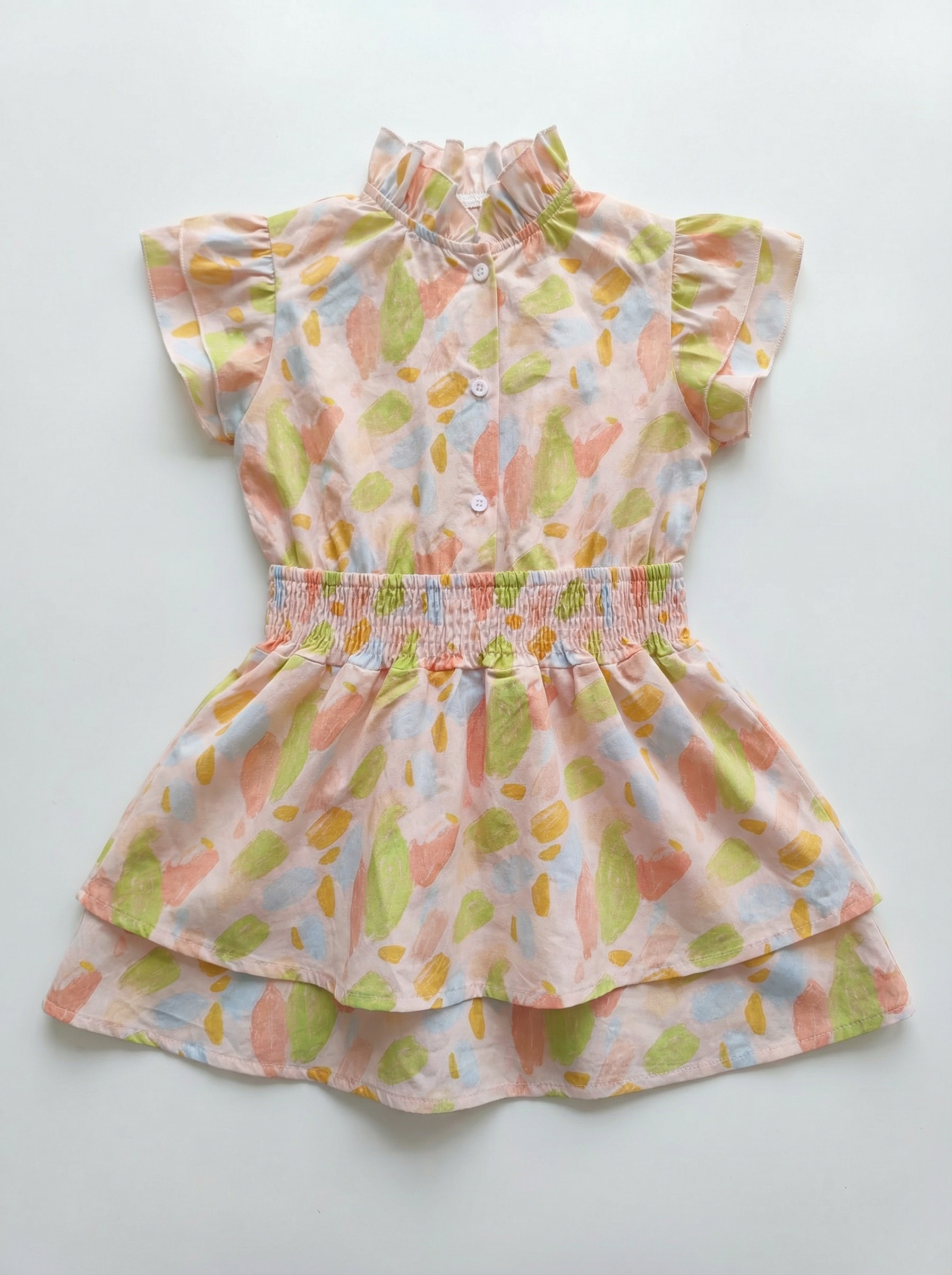 Wholesale Baby Girl Dress Flutter Sleeve Tiered Sundress Infant Toddler Summer Custom OEM