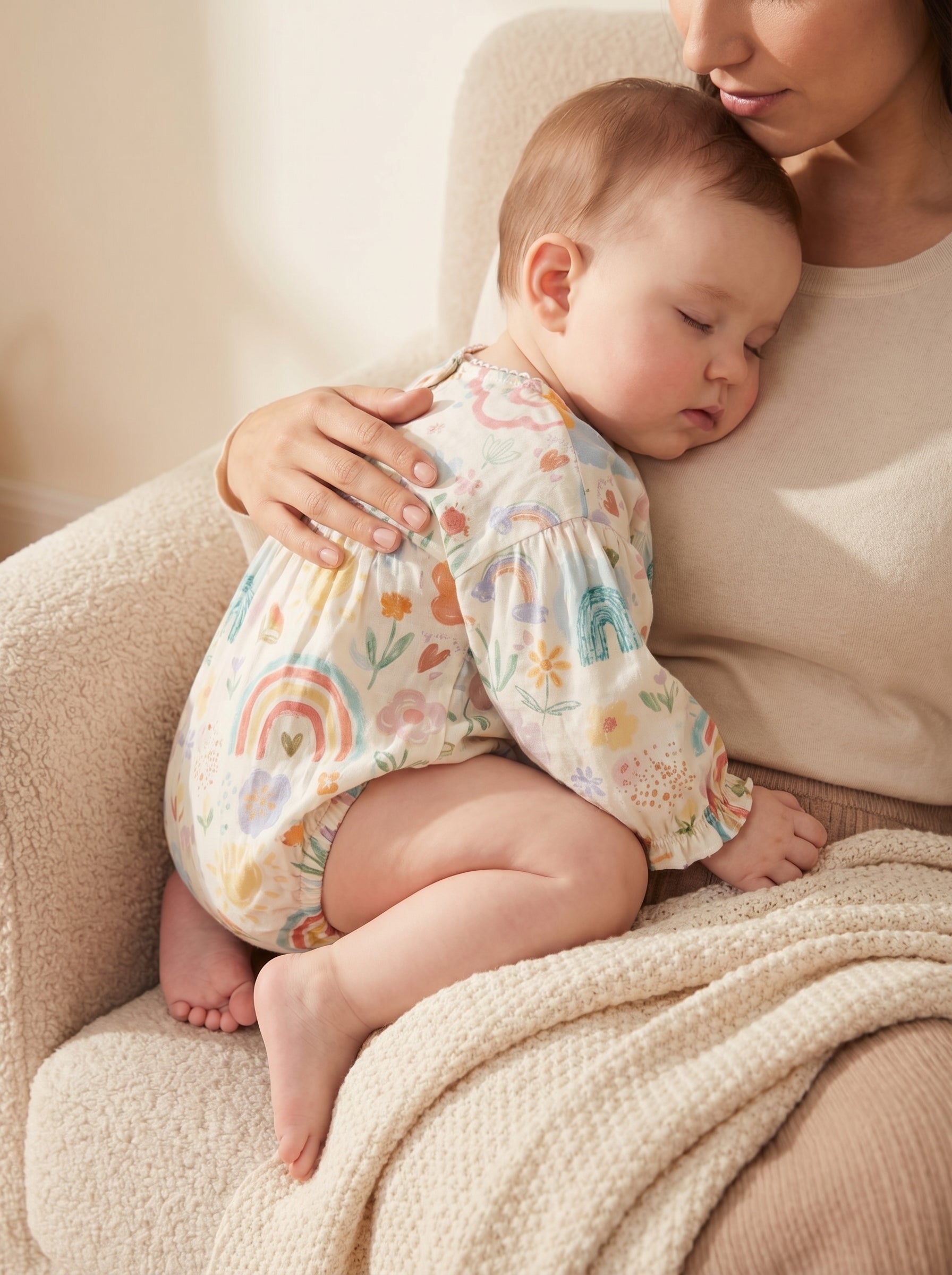 Wholesale Rainbow Baby Romper Long Sleeve Bubble Infant Bodysuit Custom OEM Spring Autumn