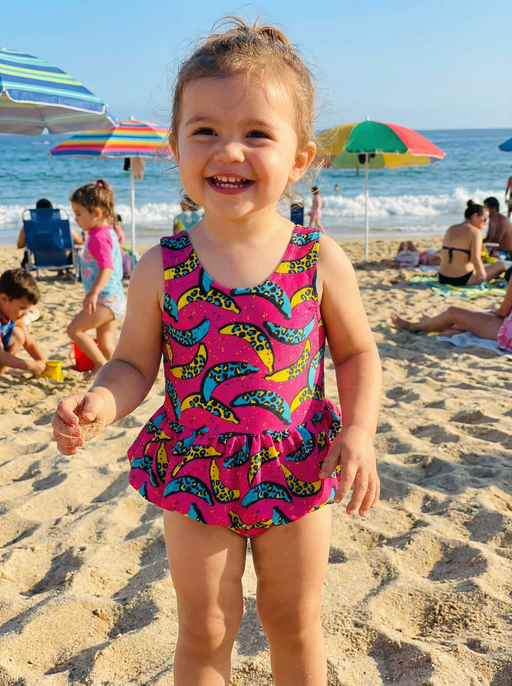 Wholesale Girls Trendy Banana Leopard One-Piece Swimsuit - Boutique Ruffle Swimwear