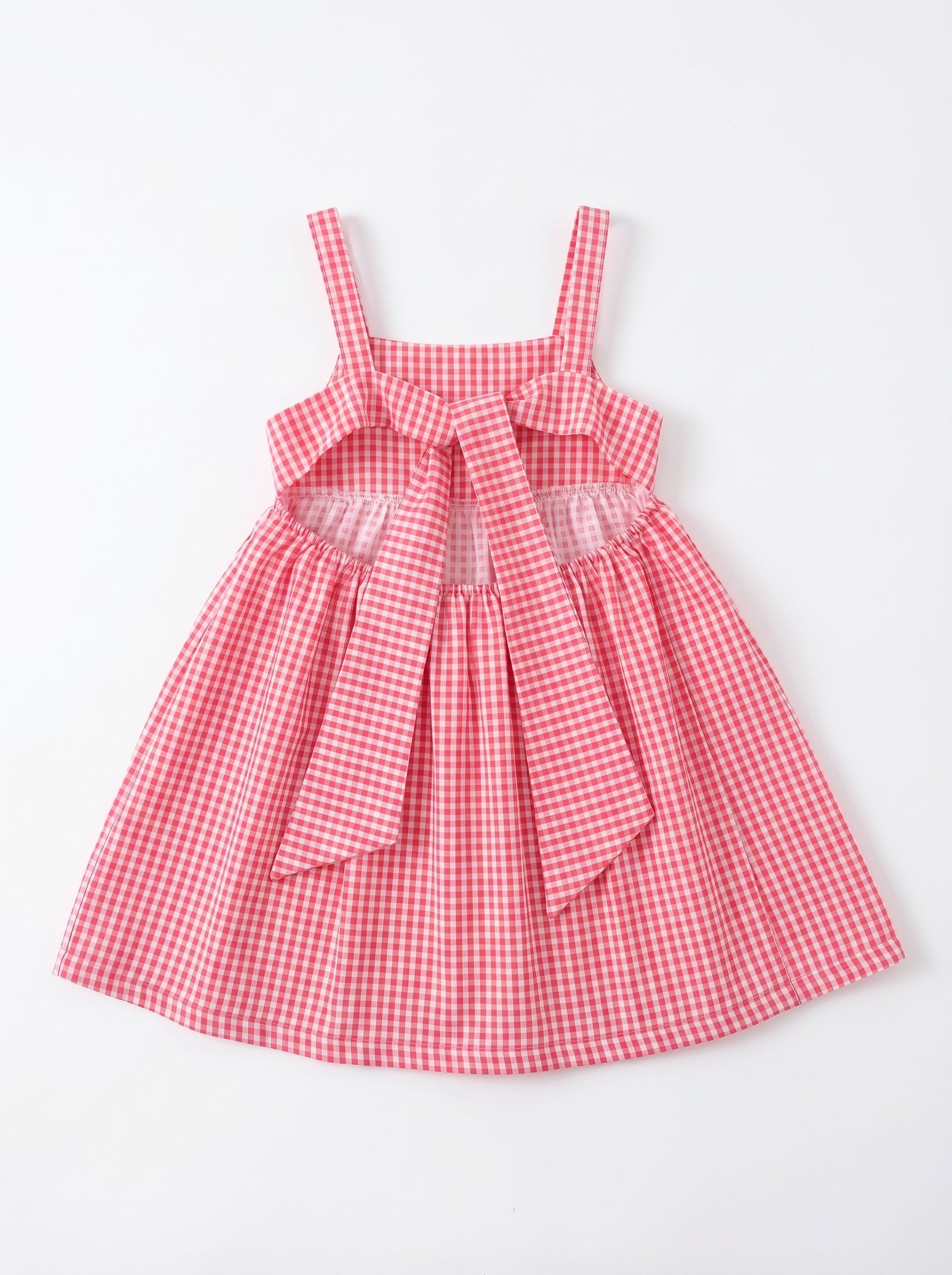 Wholesale Baby Girl Gingham Dress Sleeveless A-Line Summer Toddler Sundress Bow Back Custom OEM