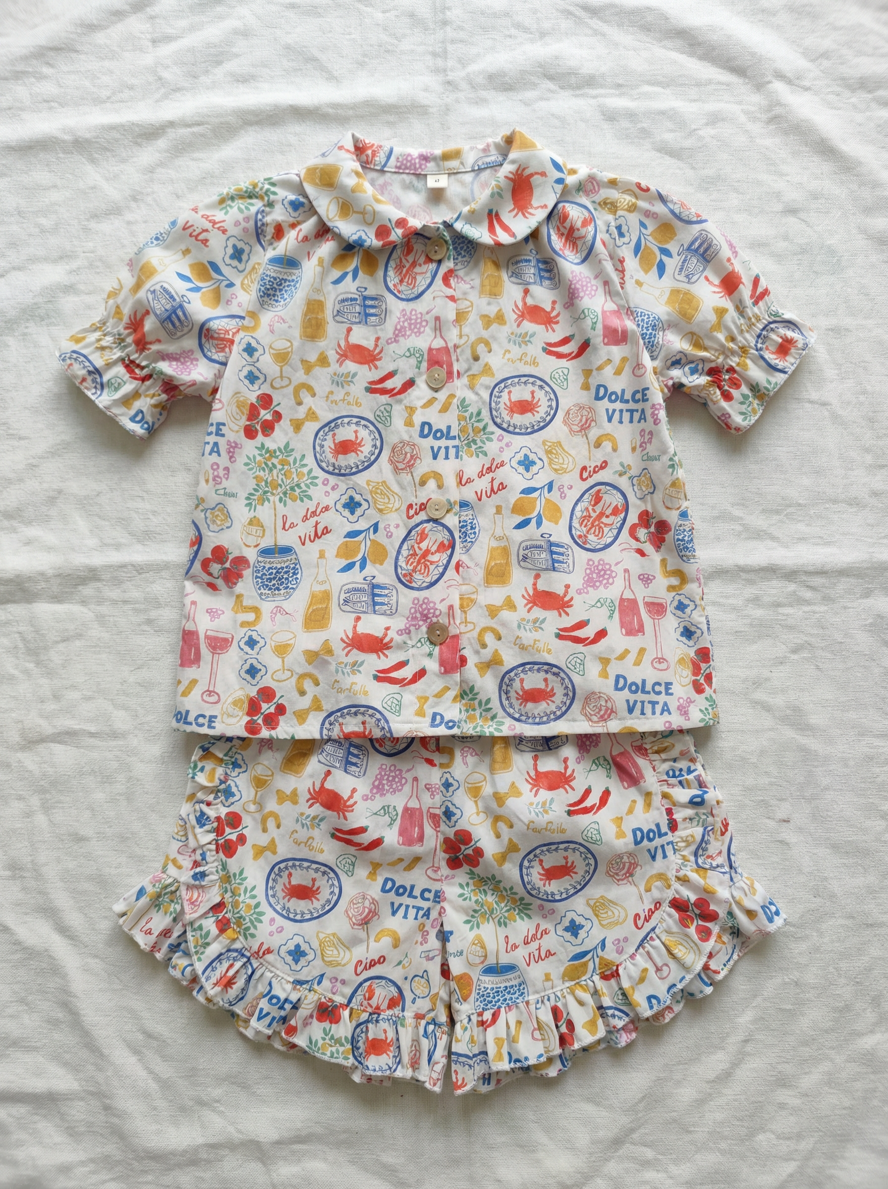 Boutique Toddler Girls Crab Print Coastal Summer Set Wholesale 2-Piece Outfit