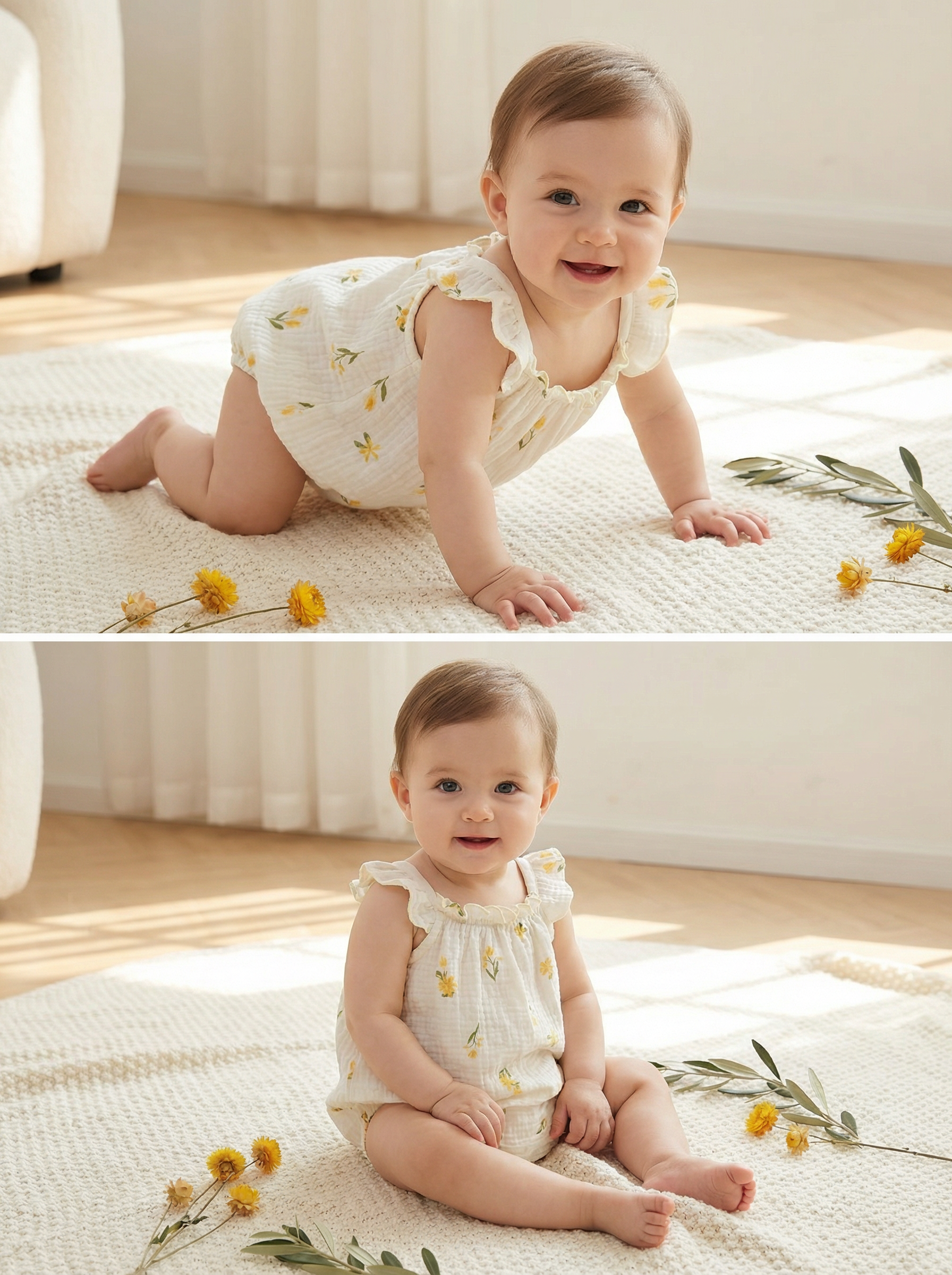 Wholesale Floral Baby Romper Sleeveless Ruffle Infant Jumpsuit Custom OEM