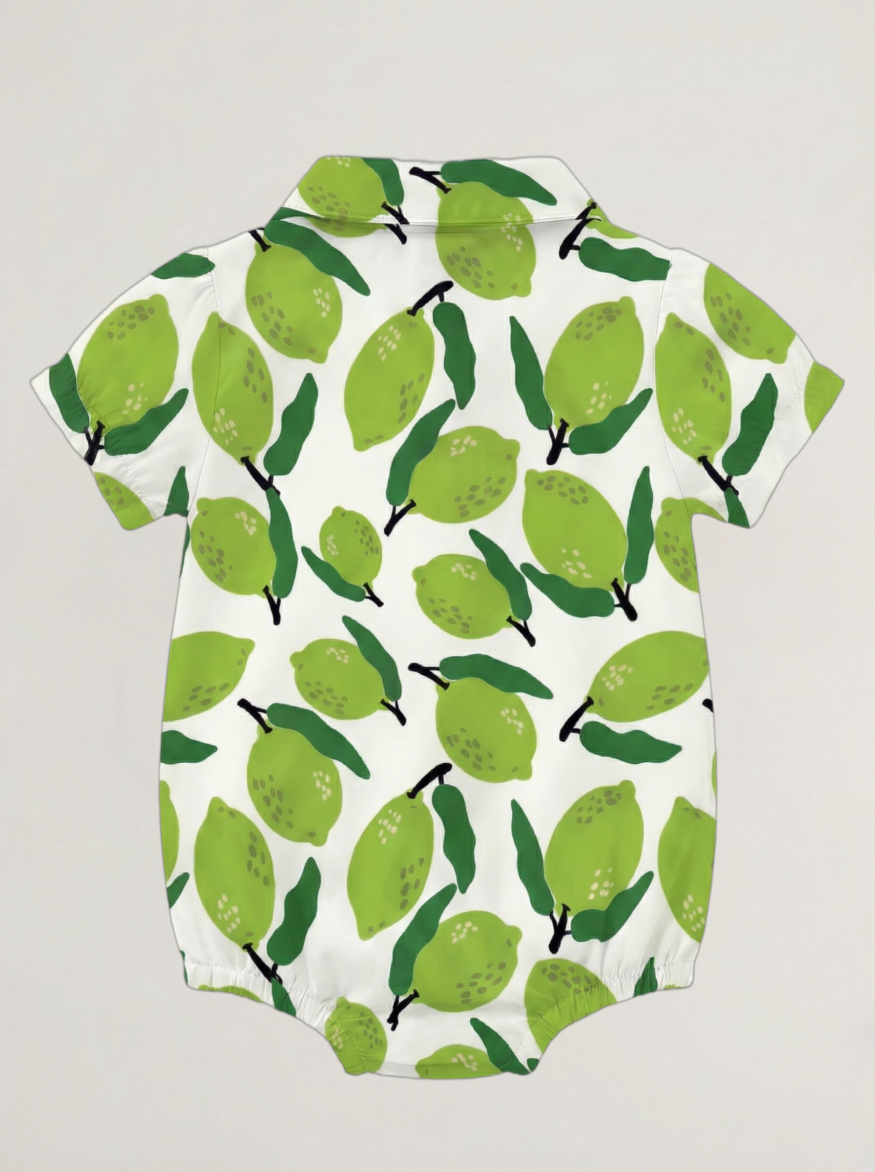 Wholesale Lime Print Baby Romper Peter Pan Collar Short Sleeve Infant Bubble Bodysuit Custom OEM Summer