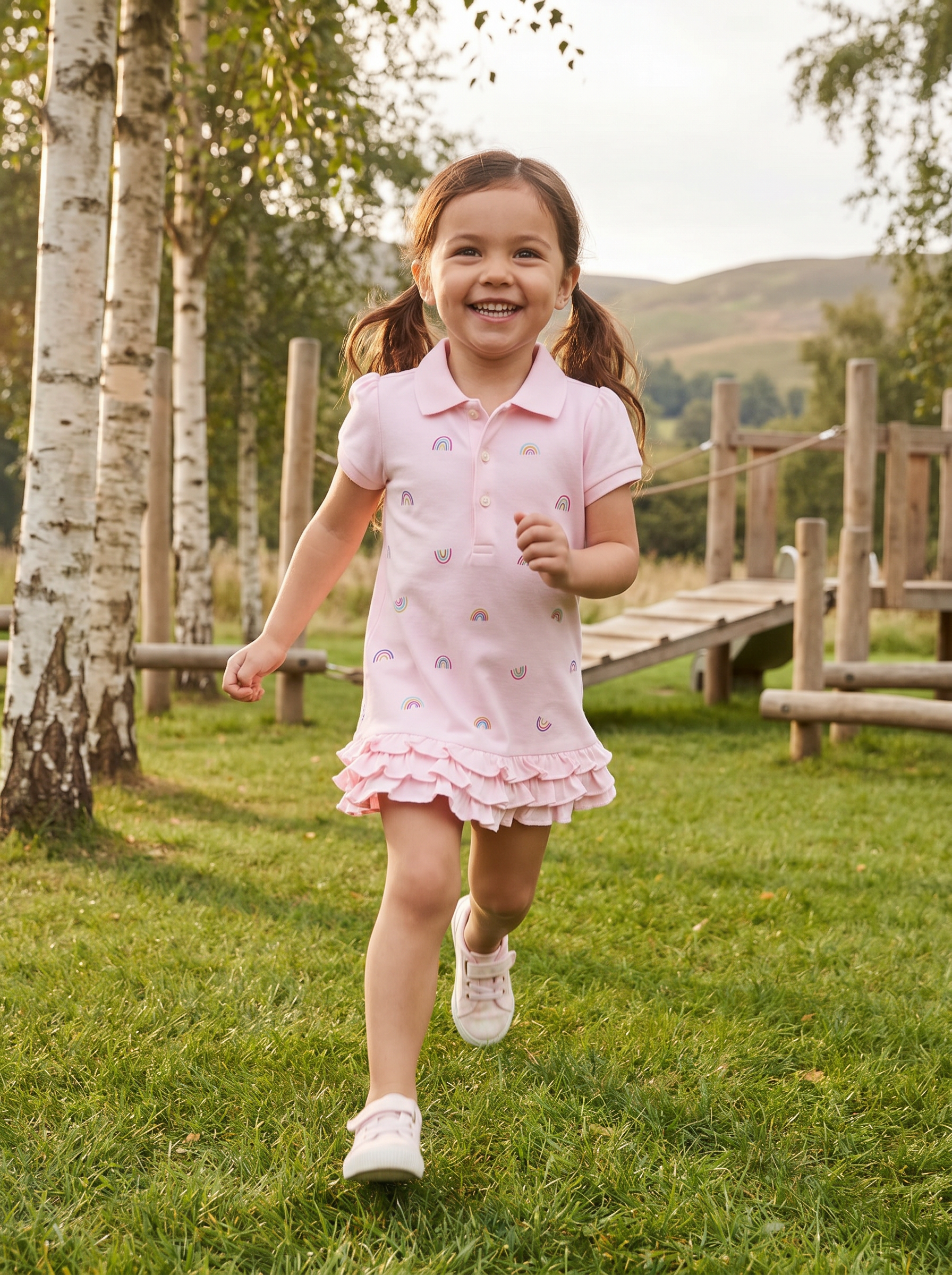 Wholesale Toddler Rainbow Polo Short Sleeve Dress Supplier | Kids Active Comfort Casual Wear