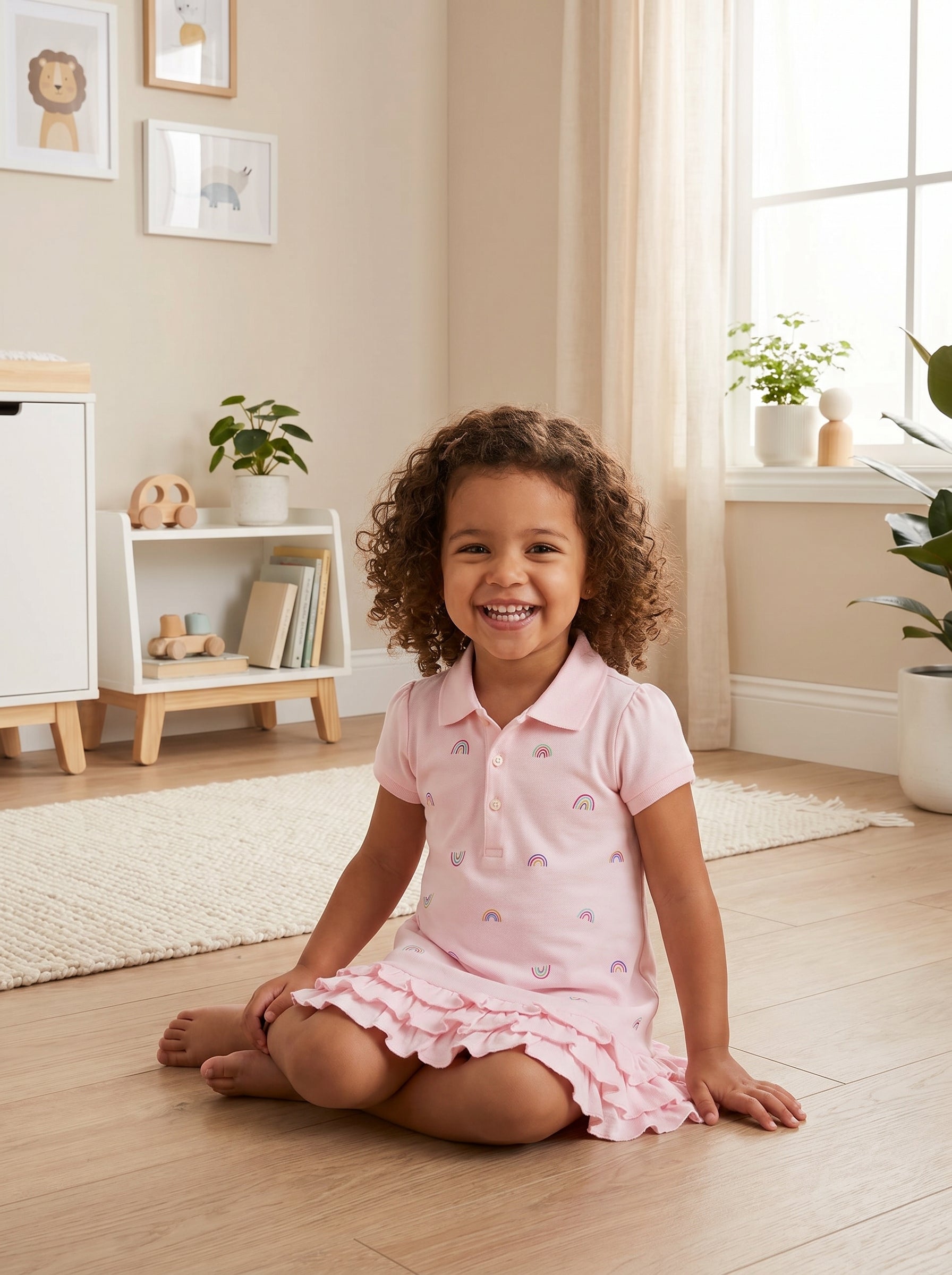 Wholesale Toddler Rainbow Polo Short Sleeve Dress Supplier | Kids Active Comfort Casual Wear